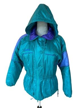 Vtg 90s Columbia Ski Jacket Youth 14/16 Fits Women’s S M Teal Colorblock Winter